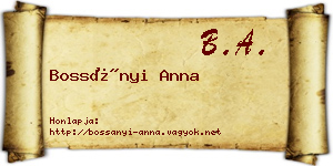 Bossányi Anna névjegykártya