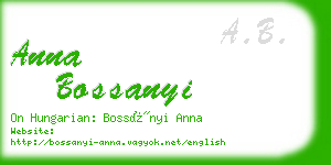 anna bossanyi business card